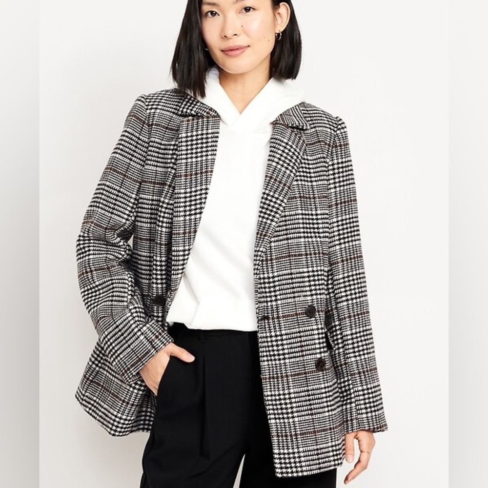 Old Navy Classic Black and White Checkered Blazer
